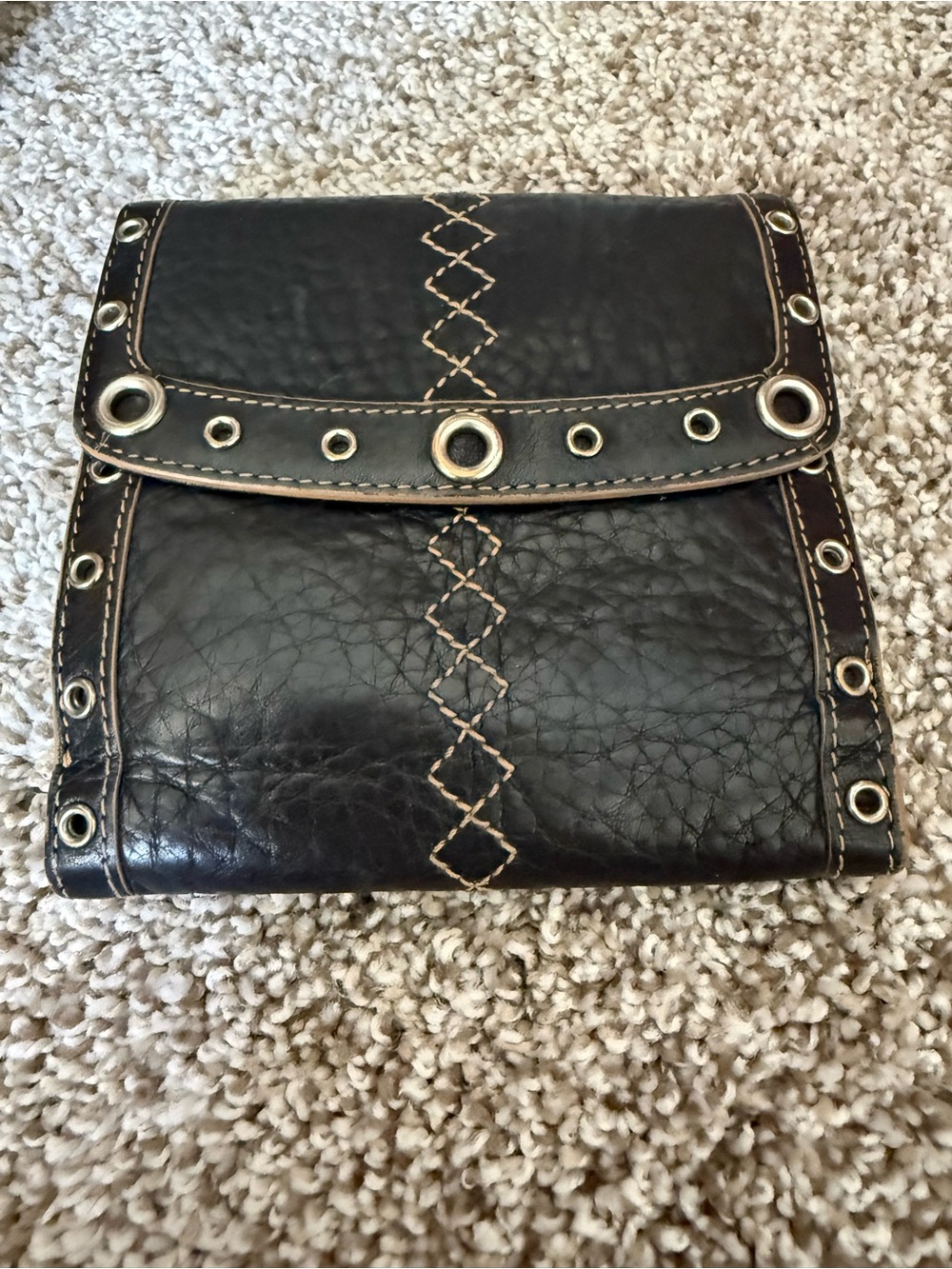 Cole Haan Black Leather Money Wallet with ID Window